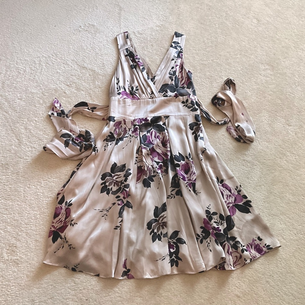Hobbs Blush Silk Floral Dress